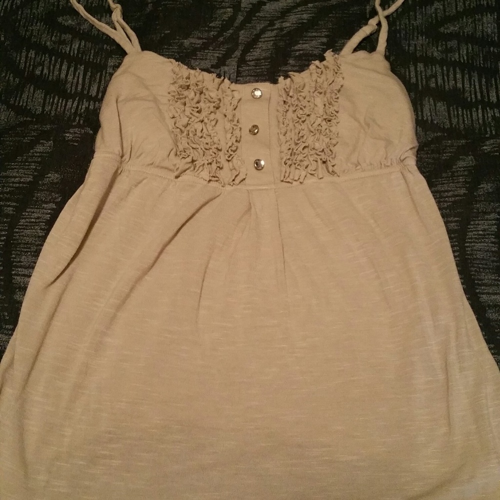 #189 INC Beige Ruffle Tank
